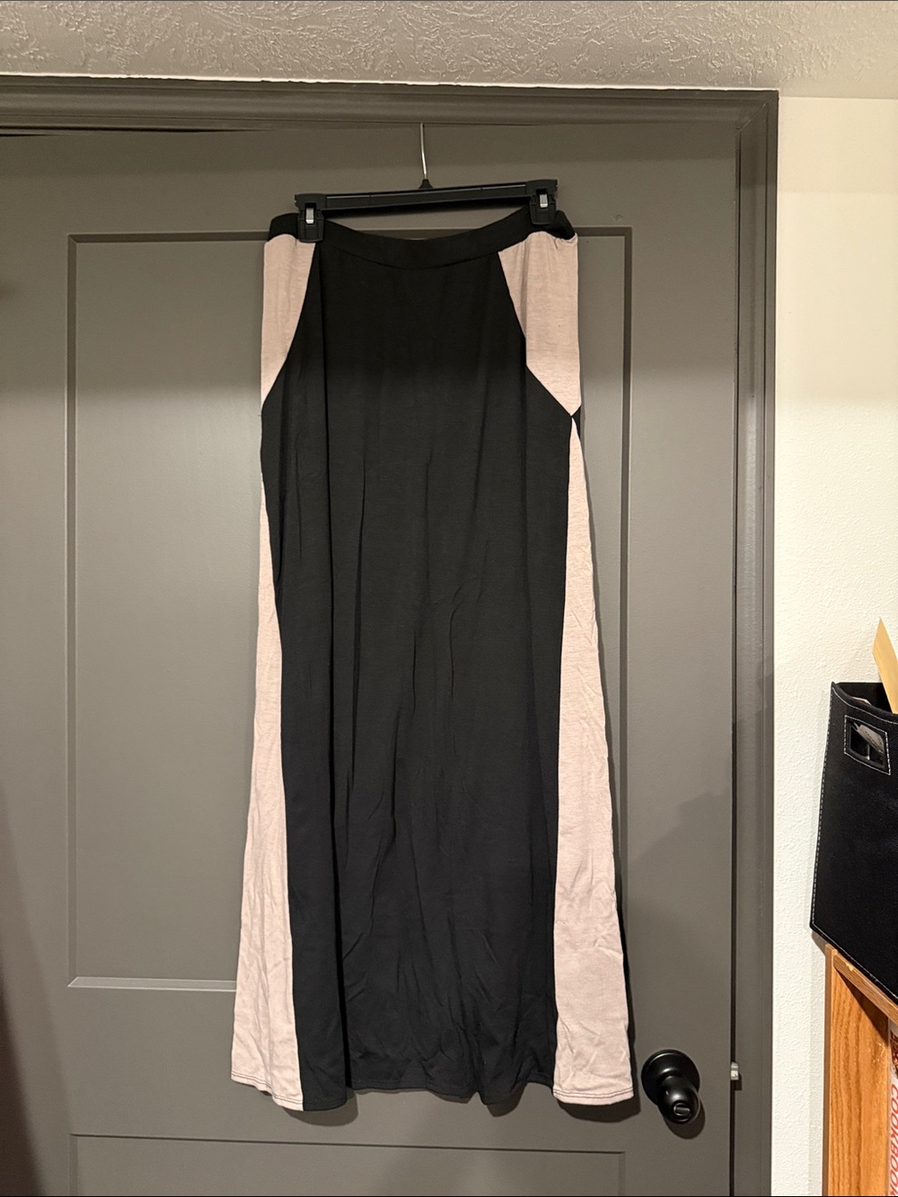 Roz & Ali Black and Light Pink Panel Maxi Skirt
